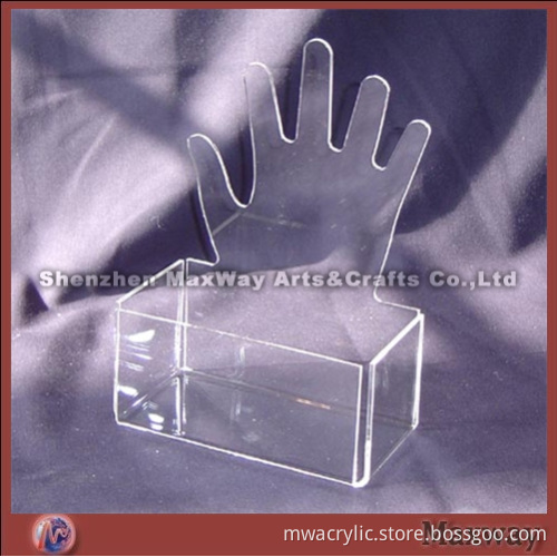 Exquisite clear table acrylic/perspex hand shaped ring display stand/holder finger ring
